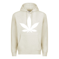 Oatmeal Heather weed leaf in a pocket marijuana cannabis Premium Hoodie - linhVisuals