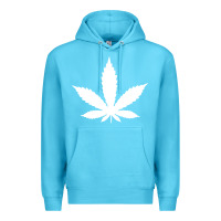 Ocean Blue weed leaf in a pocket marijuana cannabis Premium Hoodie - linhVisuals
