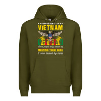 Army Green proud vietnam veteran son gifts raised by my hero veteran day Premium Hoodie - linhVisuals