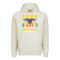 Oatmeal Heather proud vietnam veteran son gifts raised by my hero veteran day Premium Hoodie - linhVisuals