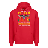 Red proud vietnam veteran son gifts raised by my hero veteran day Premium Hoodie - linhVisuals