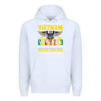 White proud vietnam veteran son gifts raised by my hero veteran day Premium Hoodie - linhVisuals
