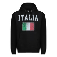 Black vintage italia italian flag italy italiano Premium Hoodie - linhVisuals