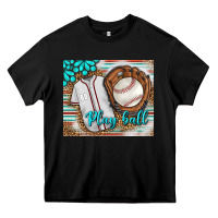 Black Baseball Play Ball With Leopard Mousepad Heavy Core Tee - BundleAndBundleShop