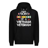 Black proud son of a vietnam veteran father's day Premium Hoodie - linhVisuals