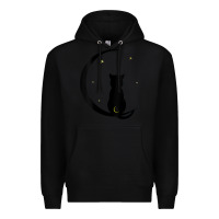 Black womens double moon cat Premium Hoodie - linhVisuals