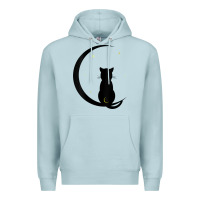 Blue Mist womens double moon cat Premium Hoodie - linhVisuals