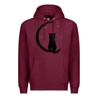 Burgundy womens double moon cat Premium Hoodie - linhVisuals