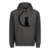 Charcoal Heather womens double moon cat Premium Hoodie - linhVisuals