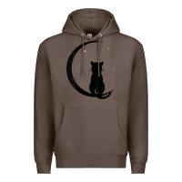 Coffee womens double moon cat Premium Hoodie - linhVisuals