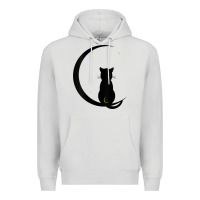 Dove Grey womens double moon cat Premium Hoodie - linhVisuals