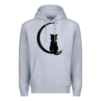Heather Grey womens double moon cat Premium Hoodie - linhVisuals