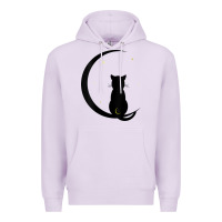 Lilac womens double moon cat Premium Hoodie - linhVisuals