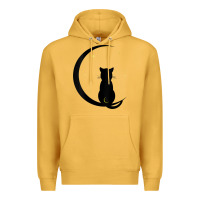 Mustard womens double moon cat Premium Hoodie - linhVisuals
