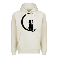 Oatmeal Heather womens double moon cat Premium Hoodie - linhVisuals