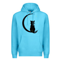 Ocean Blue womens double moon cat Premium Hoodie - linhVisuals
