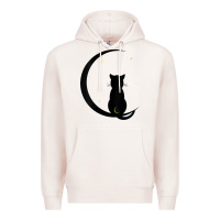 Pale Pink womens double moon cat Premium Hoodie - linhVisuals