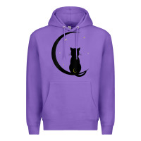 Purple womens double moon cat Premium Hoodie - linhVisuals