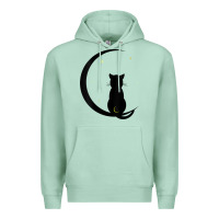Seafoam womens double moon cat Premium Hoodie - linhVisuals