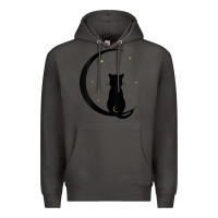 Smoke womens double moon cat Premium Hoodie - linhVisuals