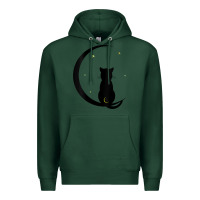 Sports Green womens double moon cat Premium Hoodie - linhVisuals