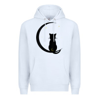 White womens double moon cat Premium Hoodie - linhVisuals