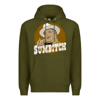 Army Green sumbitch distressed Premium Hoodie - linhVisuals
