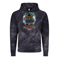 Cloud Black nail tech life messy bun Vintage Hoodie - BarkalooDesign
