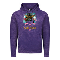 Cloud Purple nail tech life messy bun Vintage Hoodie - BarkalooDesign