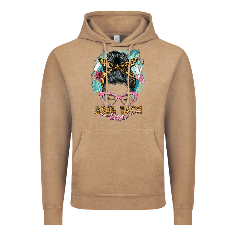 Nail Tech Life Messy Bun Vintage Hoodie by BarkalooDesign | Teevron