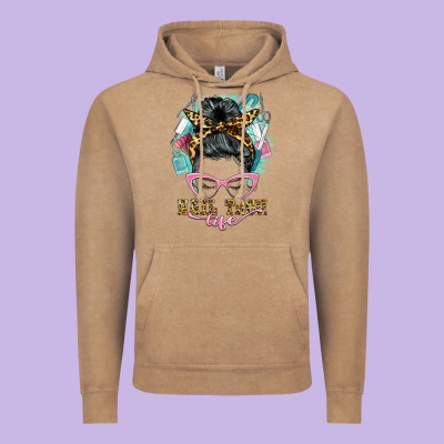 Nail Tech Life Messy Bun Vintage Hoodie Designed By Barkaloodesign