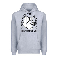 Heather Grey who run the world squirrels Premium Hoodie - linhVisuals
