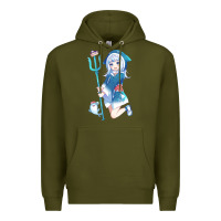 Army Green Gawr Gura Premium Hoodie - linhVisuals