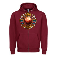 Burgundy Western Firefighter Symbol Zipper Hoodie - RanaPortraitStore