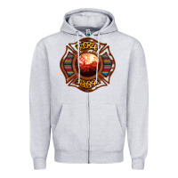 Heather Grey Western Firefighter Symbol Zipper Hoodie - RanaPortraitStore