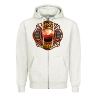 Oatmeal Heather Western Firefighter Symbol Zipper Hoodie - RanaPortraitStore