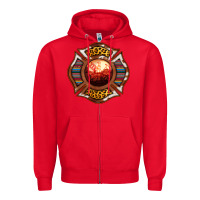 Red Western Firefighter Symbol Zipper Hoodie - RanaPortraitStore