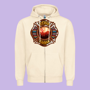 Western Firefighter Symbol Zipper Hoodie Designed By Ranaportraitstore
