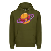 Army Green Burger  Saturn Premium Hoodie - linhVisuals