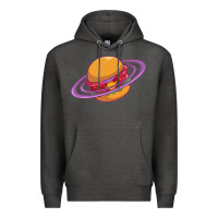 Charcoal Heather Burger  Saturn Premium Hoodie - linhVisuals