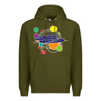 Army Green retro graphic design   frank lloyd wright Premium Hoodie - linhVisuals