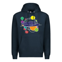 Navy retro graphic design   frank lloyd wright Premium Hoodie - linhVisuals