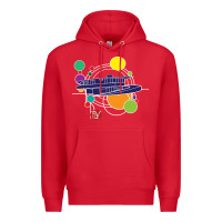 Red retro graphic design   frank lloyd wright Premium Hoodie - linhVisuals