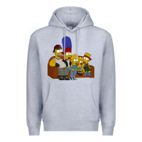 Heather Grey simpson family Premium Hoodie - linhVisuals