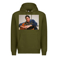 Army Green lefty frizzell's music collected in ne Premium Hoodie - linhVisuals