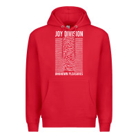 Red JOY DIVISION - UNKNOWN PLEASURES Premium Hoodie - linhVisuals