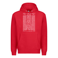 Red JOY DIVISION - UNKNOWN PLEASURES - JAPANESE Premium Hoodie - linhVisuals