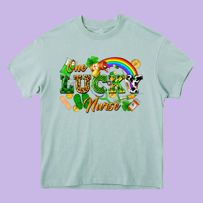 One Lucky Nurse Heavy Core Tee Designed By Fadigitalartstudio