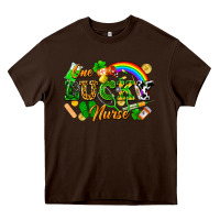 Chocolate Brown one lucky nurse Heavy Core Tee - FaDigitalArtStudio