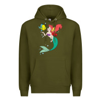 Army Green ariel mermaid Premium Hoodie - linhVisuals